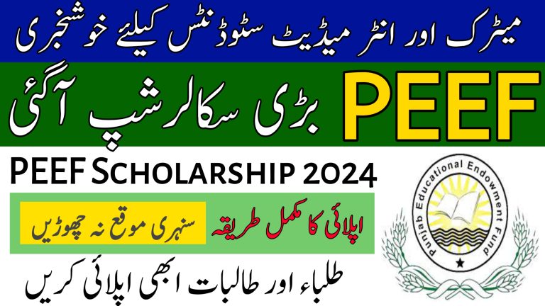PEEF Special Quota Scholarship 2023-24 Application Form PDF