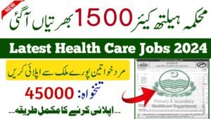 Primary & Secondary Healthcare 1500 Jobs 2024 Males, Females